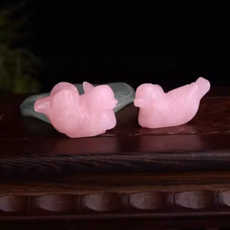 Natural Rose Quartz Mandarin Duck Ornament with Master Blessing 師父开光- 天然粉水晶鸳鸯摆件