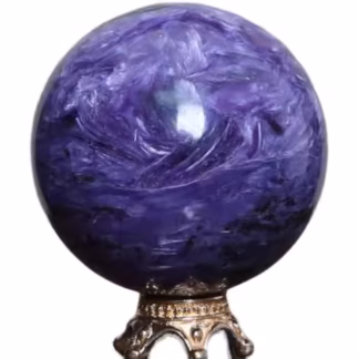 Natural Russian Charoite Crystal Sphere Ornament with Master Blessing 師父开光-天然俄罗斯紫龙晶球摆件