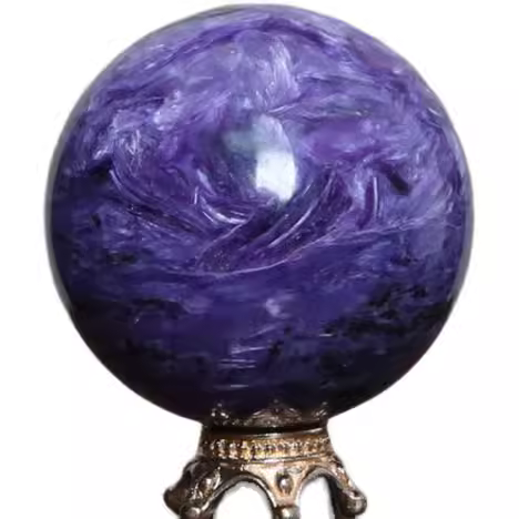 Natural Russian Charoite Crystal Sphere Ornament with Master Blessing 師父开光-天然俄罗斯紫龙晶球摆件