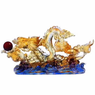 Liuli Dragon Soars Across the World Figurine with Master Blessing 師父开光-龙行天下琉璃摆件