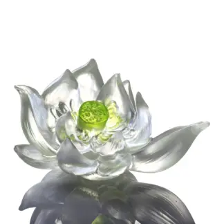 LIULI Flower Lotus Figurine with master blessing 師父开光-琉璃莲花摆件