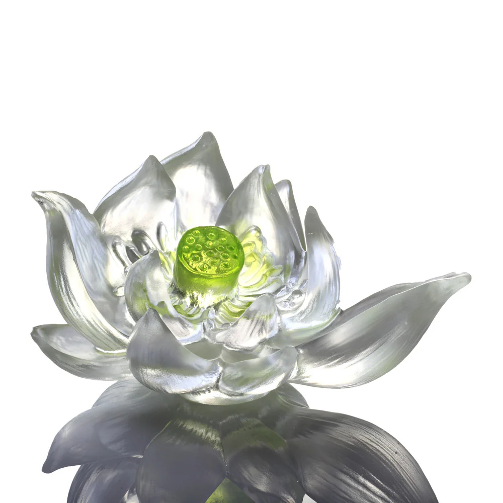 LIULI Flower Lotus Figurine with master blessing 師父开光-琉璃莲花摆件
