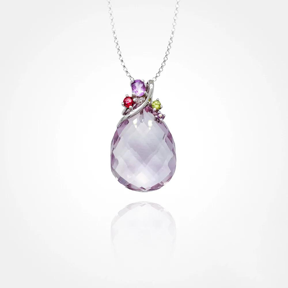 White Gold Amethyst Pendant Necklace